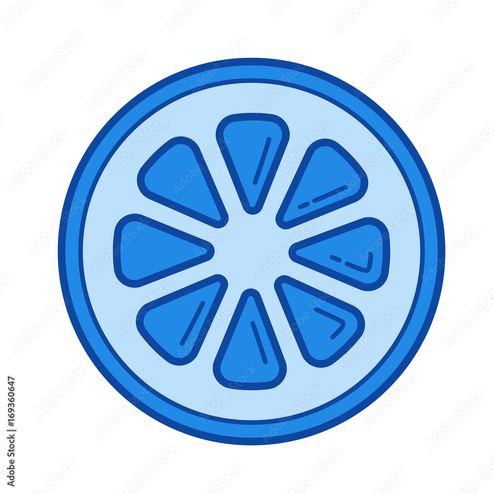 Lemon slice vector line icon isolated on white background. Lemon slice line icon for infographic, website or app. Blue icon designed on a grid system. Lemon slice vector line icon isolated on white background. Lemon slice line icon for infographic, website or app. Blue icon designed on a grid system.