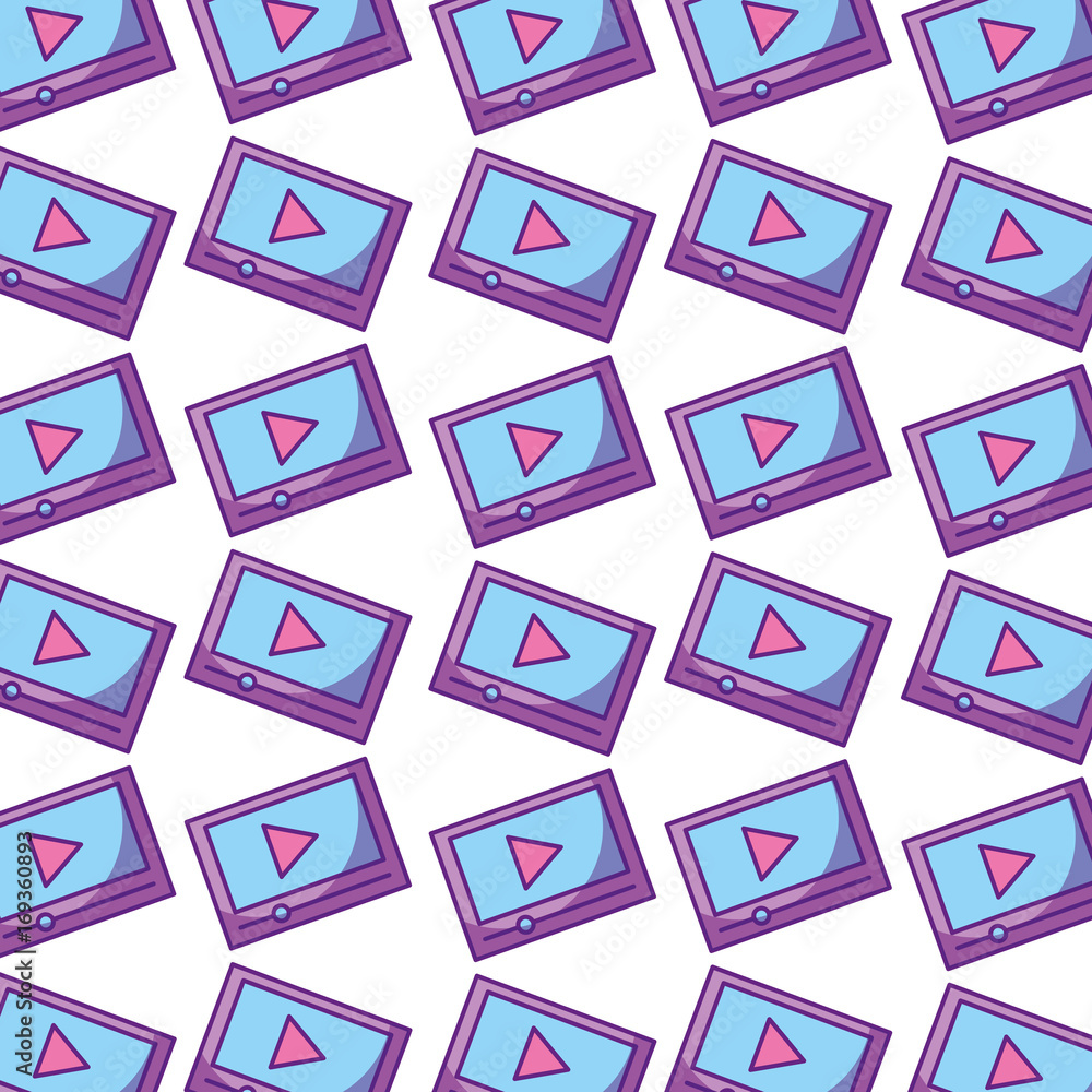 tablet with media player pattern background vector illustration design tablet with media player pattern background vector illustration design