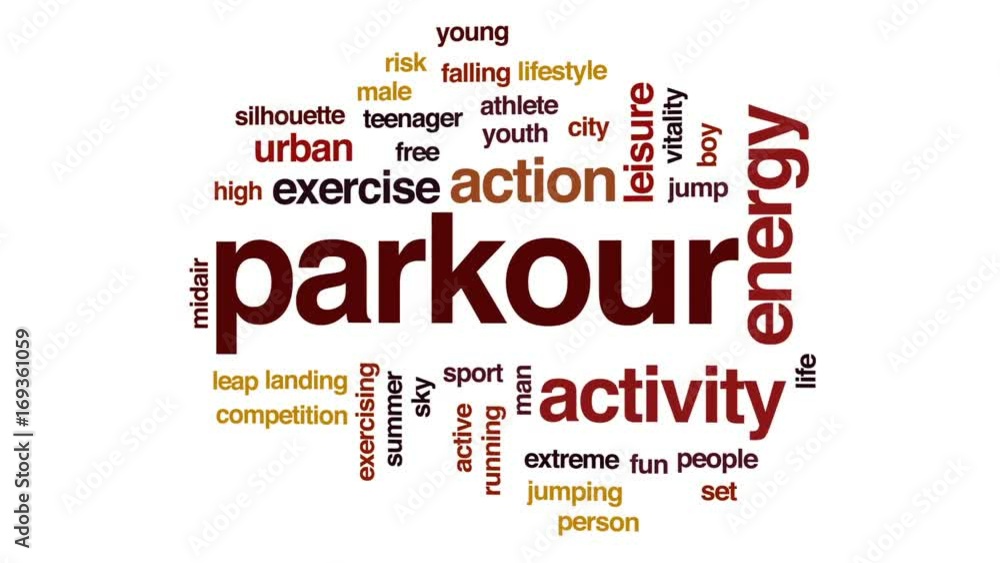 Parkour animated word cloud, text design animation. Parkour animated word cloud, text design animation.