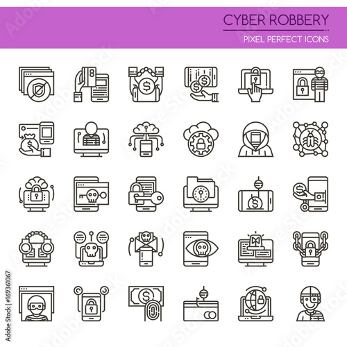 Cyber Robbery Elements , Thin Line and Pixel Perfect Icons.