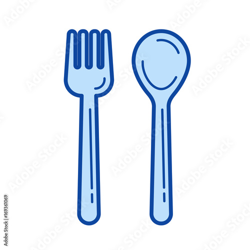 Place setting vector line icon isolated on white background. Place setting line icon for infographic  website or app. Blue icon designed on a grid system.