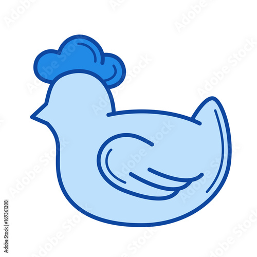 Chicken vector line icon isolated on white background. Chicken line icon for infographic, website or app. Blue icon designed on a grid system.
