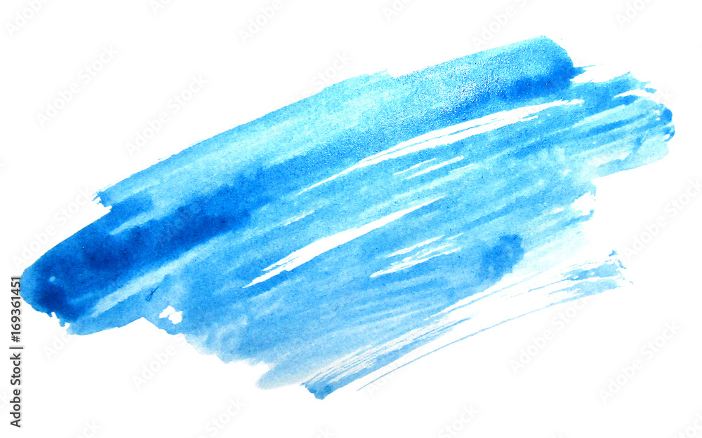 Blue ink. Watercolor brush