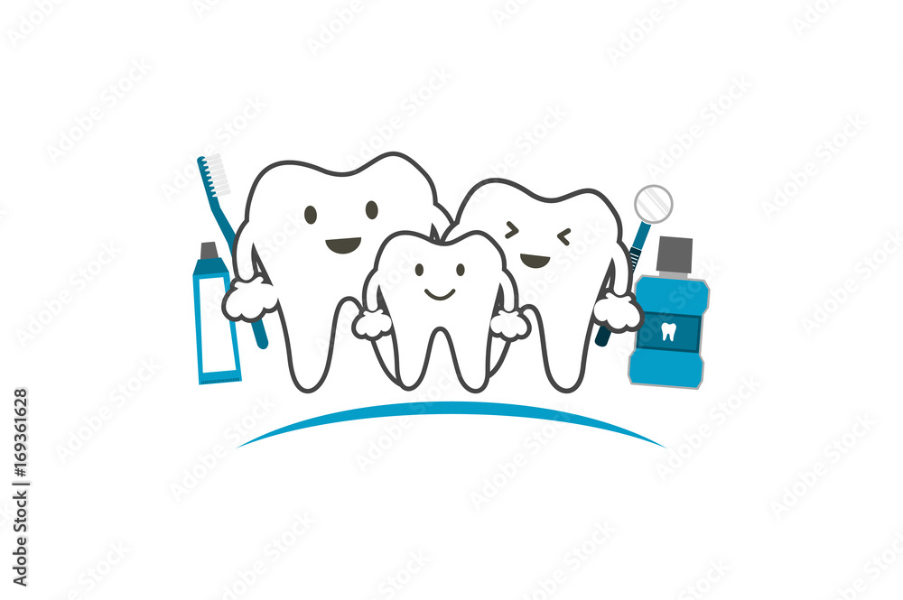 healthy teeth family smile and happy, dental care concept