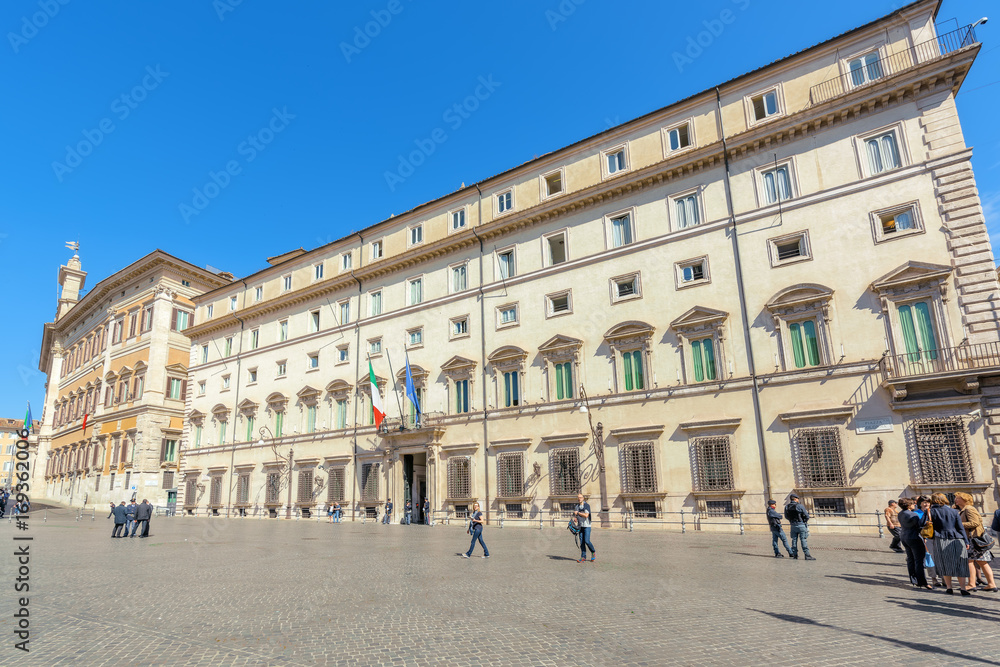  Palace Chigi ( Palazzo Chigi )and Square Column (Piazza Colonna) Rome. Italy.