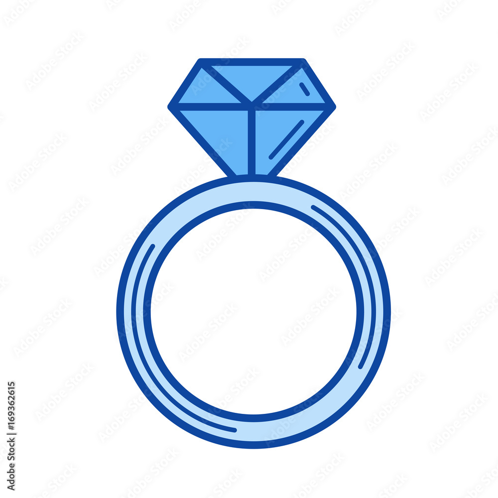 Diamond ring vector line icon isolated on white background. Diamond ring line icon for infographic, website or app. Blue icon designed on a grid system. Diamond ring vector line icon isolated on white background. Diamond ring line icon for infographic, website or app. Blue icon designed on a grid system.