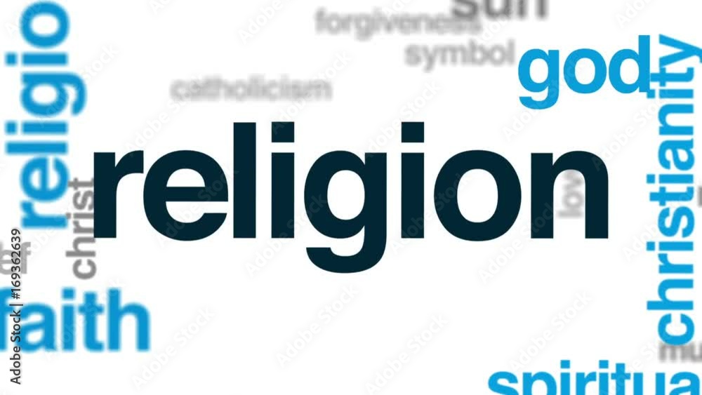 Religion animated word cloud, text design animation. Religion animated word cloud, text design animation.