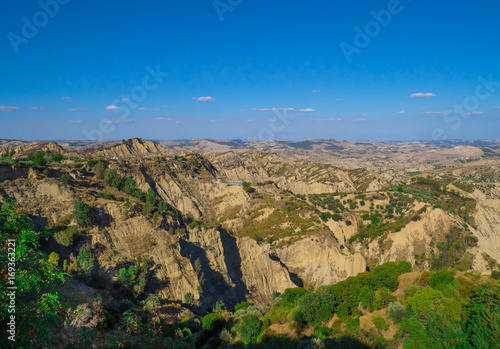 Aliano, Italy - A very small town nestled among the badlands hills of the Basilicata region, famous for being the exile and tomb of the writer, painter and politician Carlo Levi