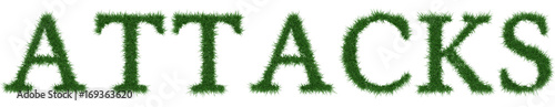 Attacks - 3D rendering fresh Grass letters isolated on whhite background.