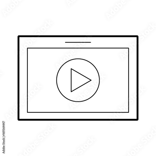 tablet with media player isolated icon vector illustration design