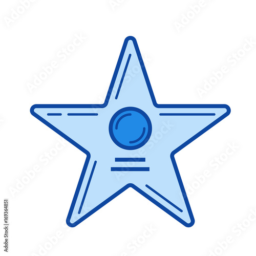 Movie star vector line icon isolated on white background. Movie star line icon for infographic, website or app. Blue icon designed on a grid system.