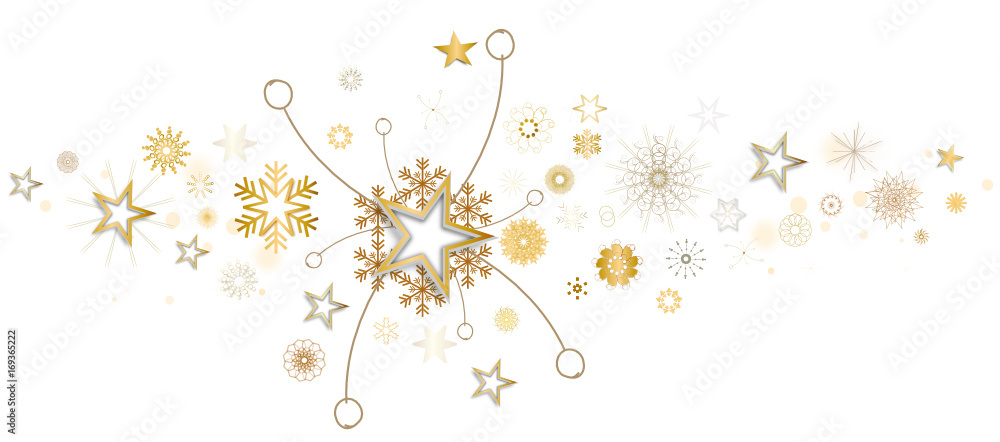 Stern Banner Band Hintergrund Schnee Sterne Schneeflocken Gold Welle Wellen Schwung 