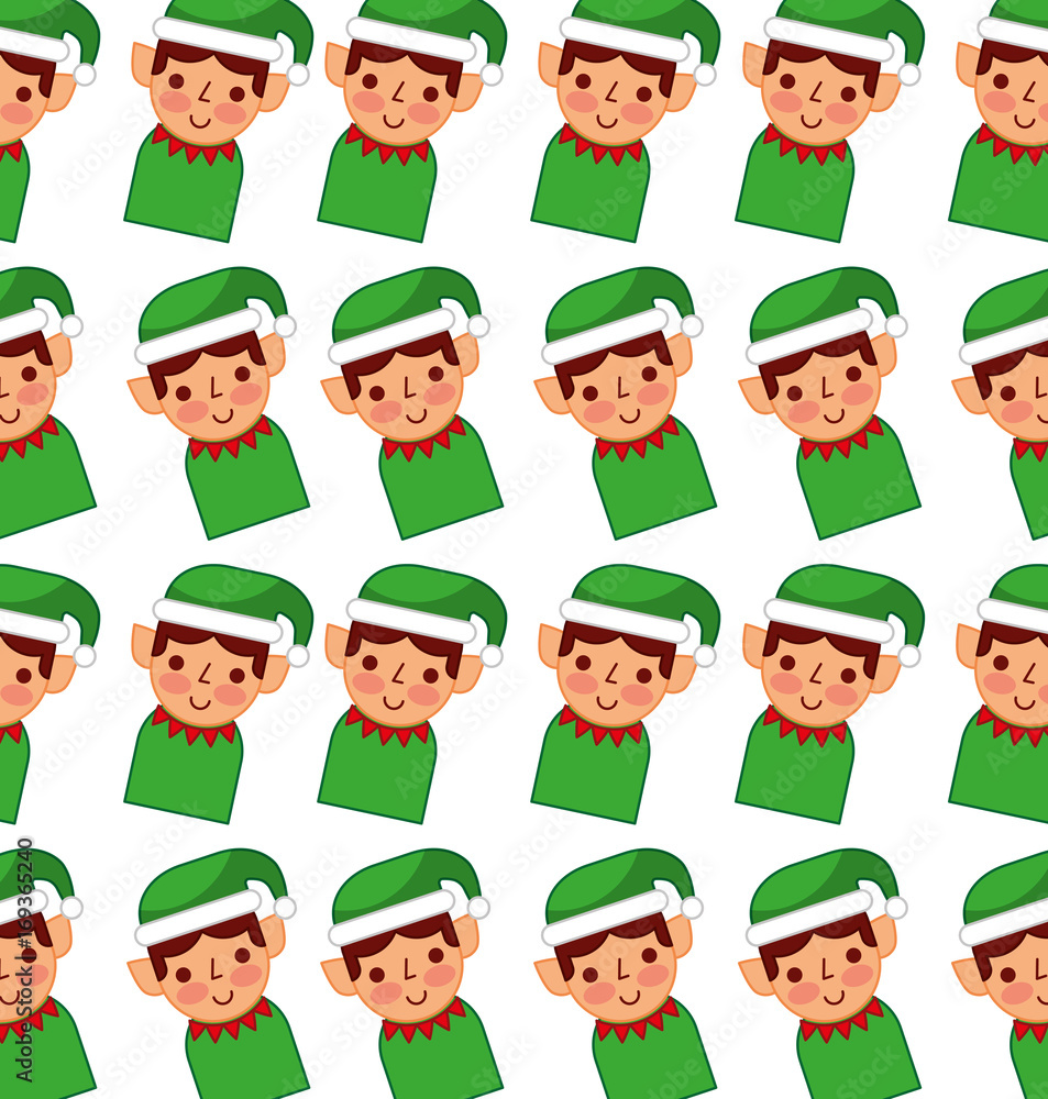 christmas elf avatar character pattern background vector illustration design