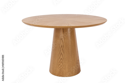 wood round table on white