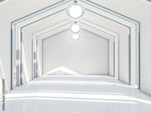 Abstract modern architecture background, empty white open space interior. 3D rendering