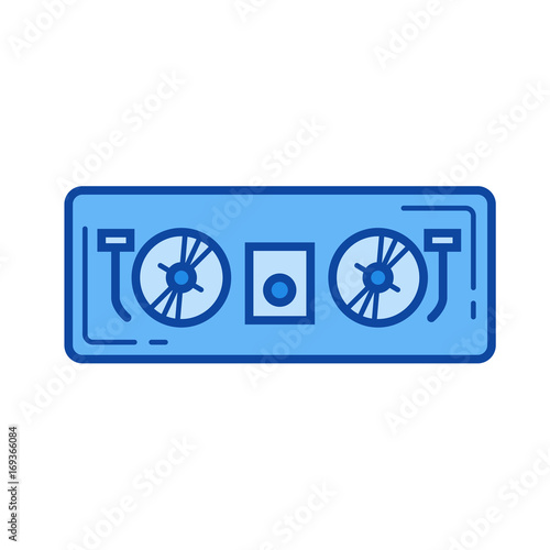 Dj controller vector line icon isolated on white background. Dj controller line icon for infographic, website or app. Blue icon designed on a grid system.