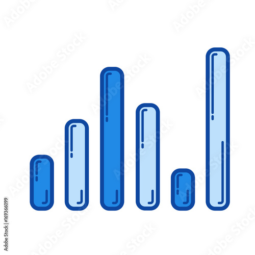 Sound level vector line icon isolated on white background. Sound level line icon for infographic  website or app. Blue icon designed on a grid system.