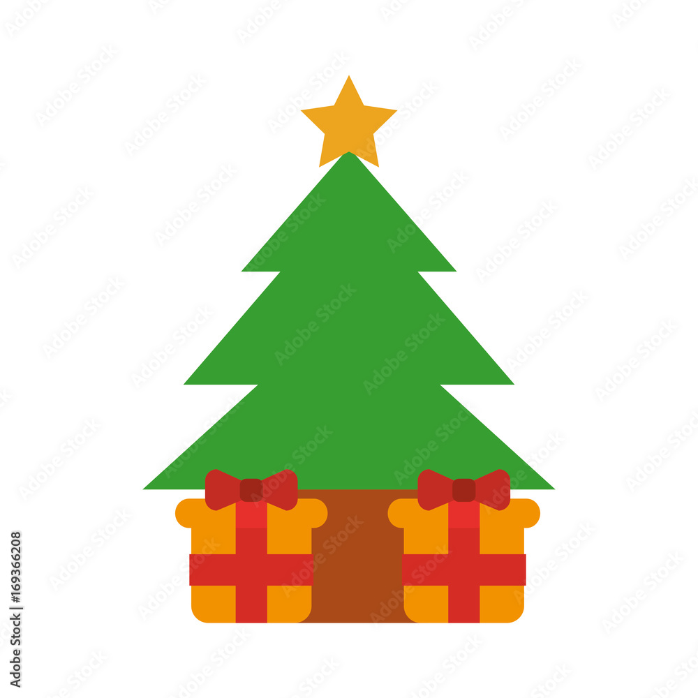 pine tree with gifts vector illustration design pine tree with gifts vector illustration design