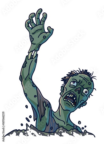 Zombie that climbs out of ground isolated illustration