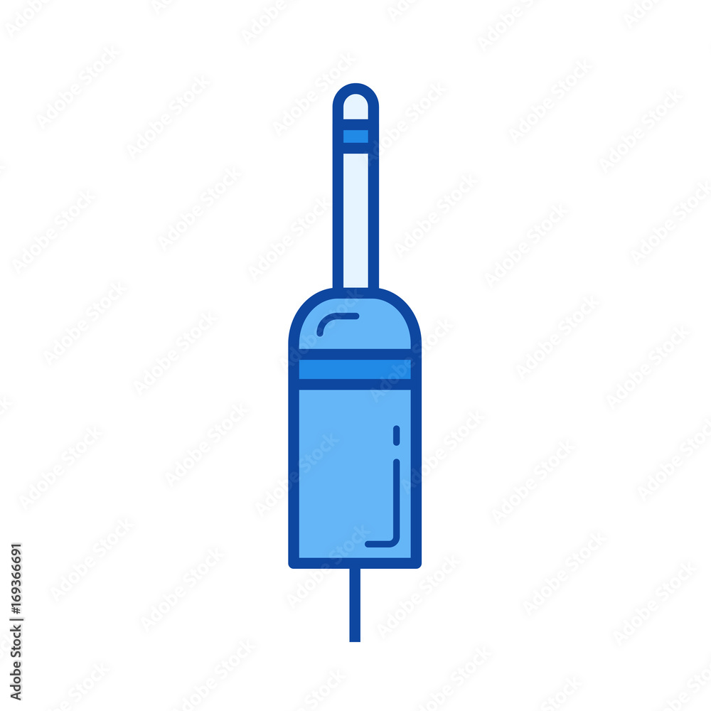 Jack plug vector line icon isolated on white background. Jack plug line icon for infographic, website or app. Blue icon designed on a grid system. Jack plug vector line icon isolated on white background. Jack plug line icon for infographic, website or app. Blue icon designed on a grid system.
