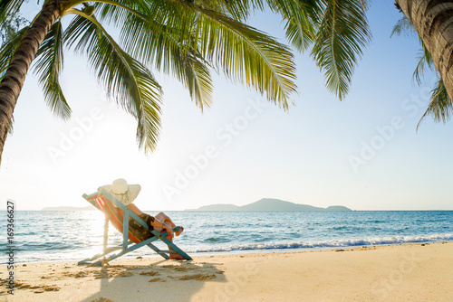 Woman at the beach in Thailand photo