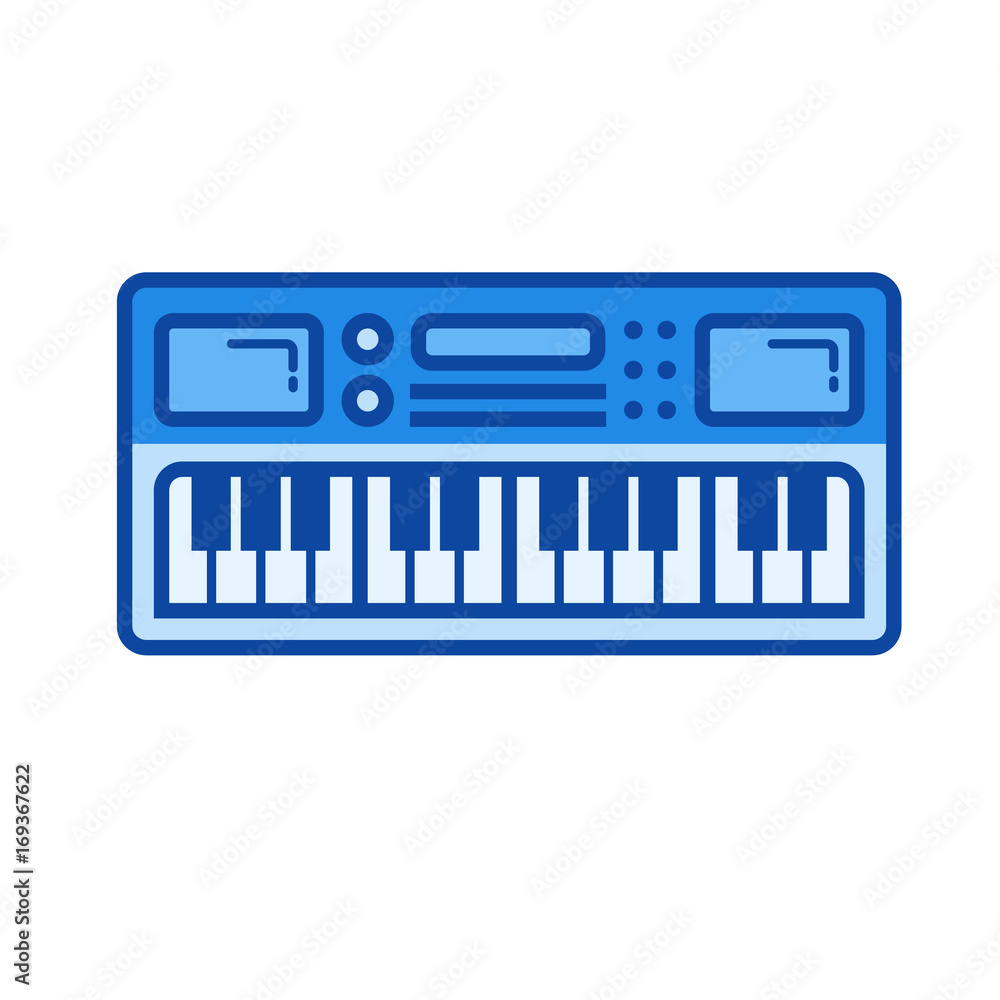 Midi keyboard vector line icon isolated on white background Midi keyboard vector line icon isolated on white background