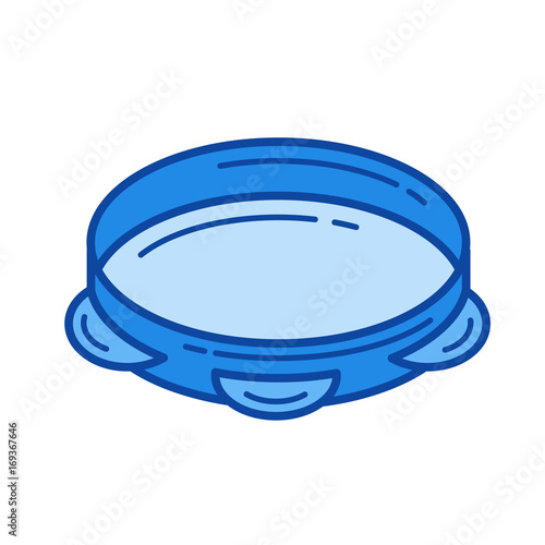 Tambourine vector line icon isolated on white background. Tambourine line icon for infographic, website or app. Blue icon designed on a grid system.