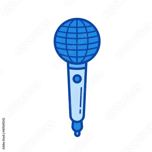 Radio microphone vector line icon isolated on white background. Radio microphone line icon for infographic, website or app. Blue icon designed on a grid system.