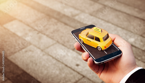 Smartphone application of taxi service for online searching calling and booki...