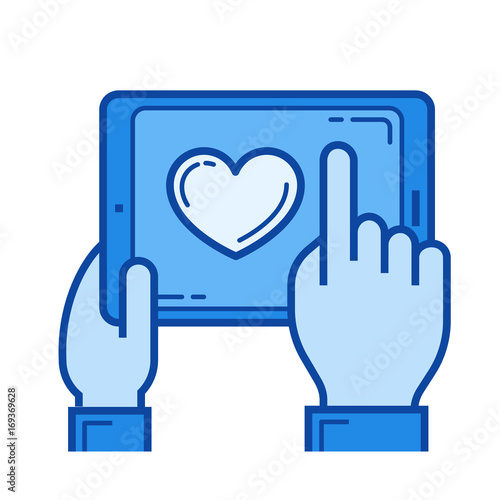 Add to favourites vector line icon isolated on white background. Add to favourites line icon for infographic, website or app. Blue icon designed on a grid system.