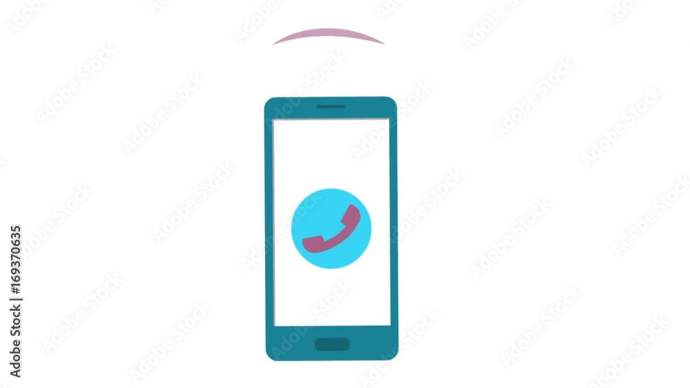 Phone ring animation. Cellphone with moving signal bars Phone ring animation. Cellphone with moving signal bars