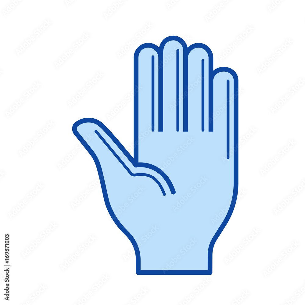 Obraz premium Hand vector line icon isolated on white background. Hand line icon for infographic, website or app. Blue icon designed on a grid system.