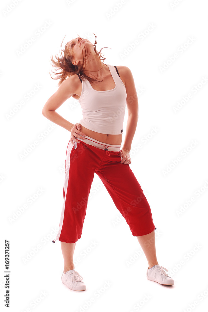 attractive teenage dancing over white background attractive teenage dancing over white background