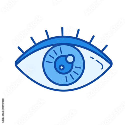 Human eye vector line icon isolated on white background. Human eye line icon for infographic, website or app. Blue icon designed on a grid system.