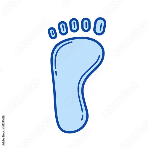Foot vector line icon isolated on white background. Foot line icon for infographic, website or app. Blue icon designed on a grid system.