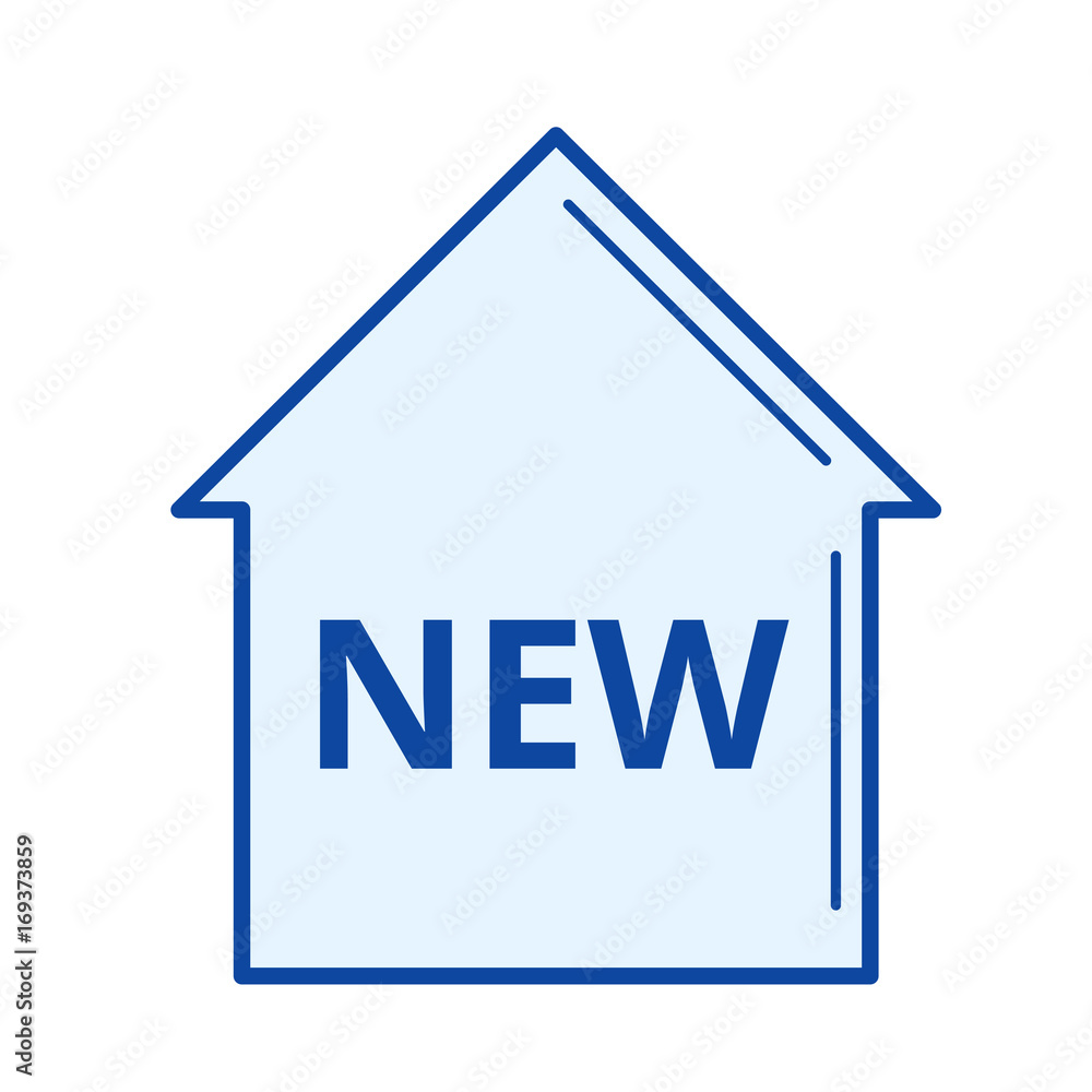 New house vector line icon isolated on white background. New house line icon for infographic, website or app. Blue icon designed on a grid system.