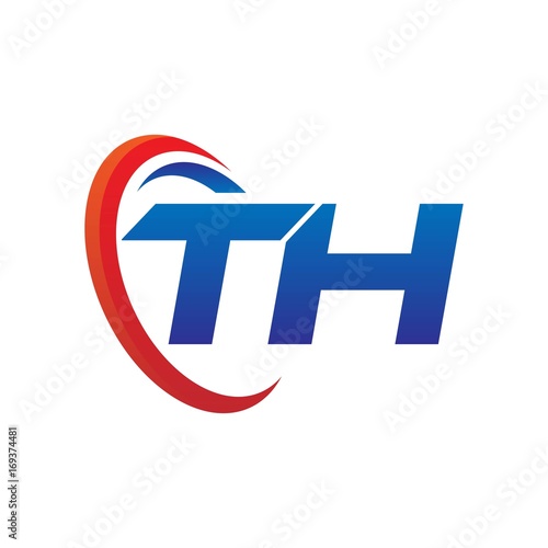 modern dynamic vector initial letters logo ta with circle swoosh red blue