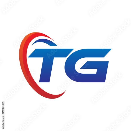 modern dynamic vector initial letters logo ta with circle swoosh red blue