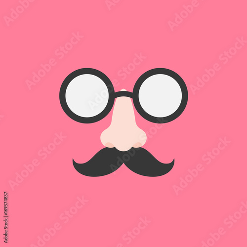 disguise glasses, nose and mustache for party, flat design icon