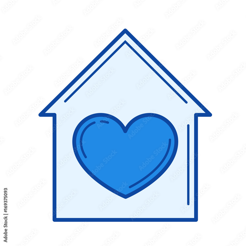 Home sweet home vector line icon isolated on white background. Home sweet home line icon for infographic, website or app. Blue icon designed on a grid system. Home sweet home vector line icon isolated on white background. Home sweet home line icon for infographic, website or app. Blue icon designed on a grid system.