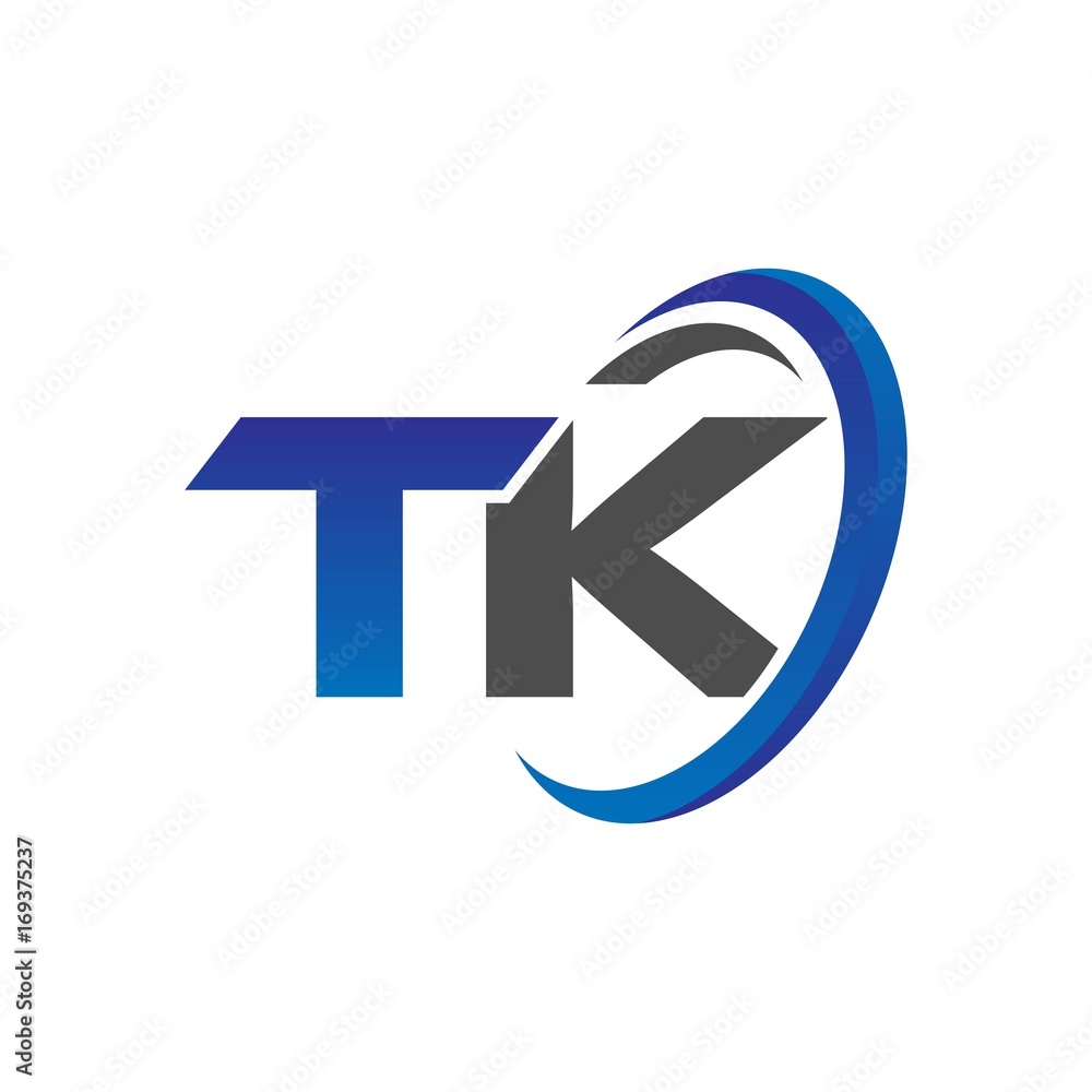 vector initial logo letters tk with circle swoosh blue gray vector initial logo letters tk with circle swoosh blue gray