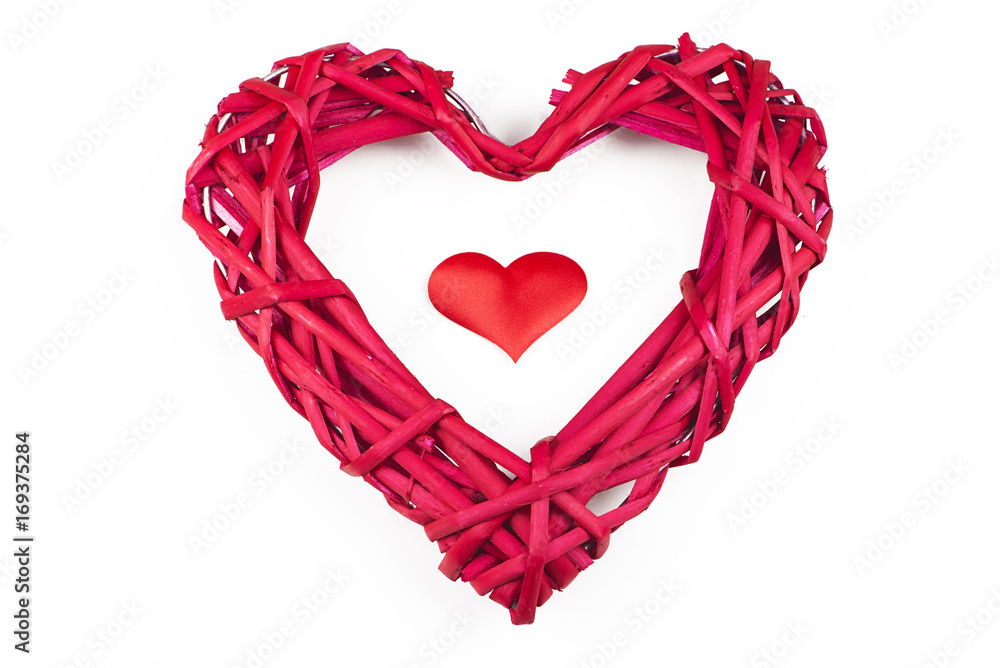 Top view of red heart on white background. Isolated. Top view of red heart on white background. Isolated.