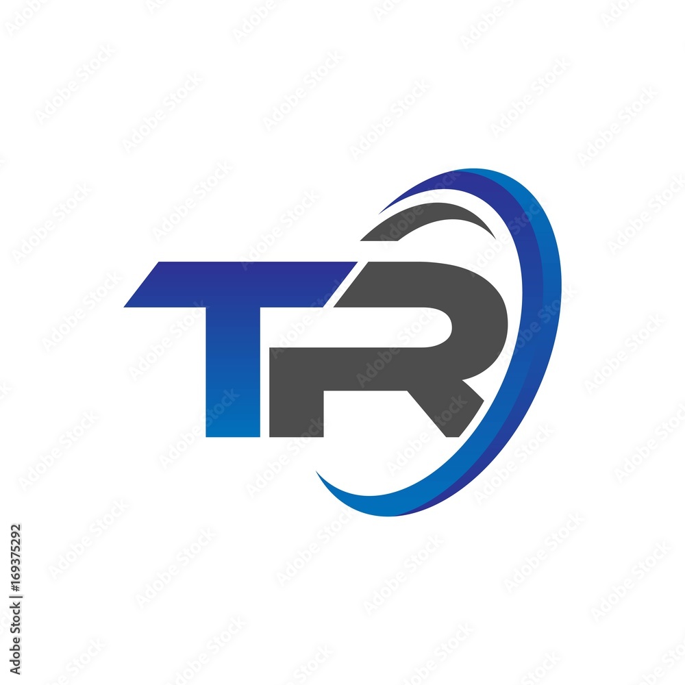vector initial logo letters tr with circle swoosh blue gray vector initial logo letters tr with circle swoosh blue gray