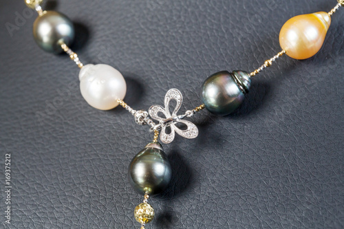 Pearl Necklace with pendant butterfly