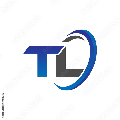 vector initial logo letters tl with circle swoosh blue gray photo