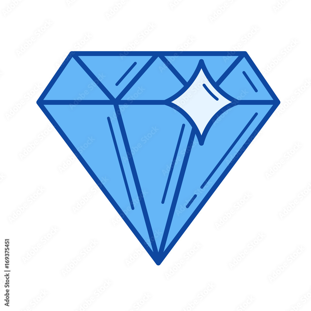 Diamond vector line icon isolated on white background. Diamond line icon for infographic, website or app. Blue icon designed on a grid system. Diamond vector line icon isolated on white background. Diamond line icon for infographic, website or app. Blue icon designed on a grid system.