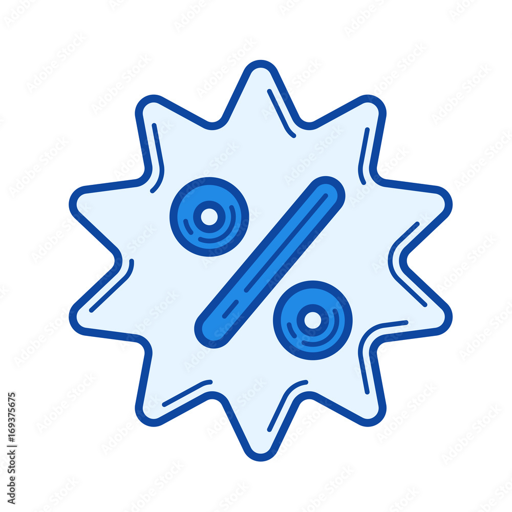 Sale sticker vector line icon isolated on white background. Sale sticker line icon for infographic, website or app. Blue icon designed on a grid system. Sale sticker vector line icon isolated on white background. Sale sticker line icon for infographic, website or app. Blue icon designed on a grid system.