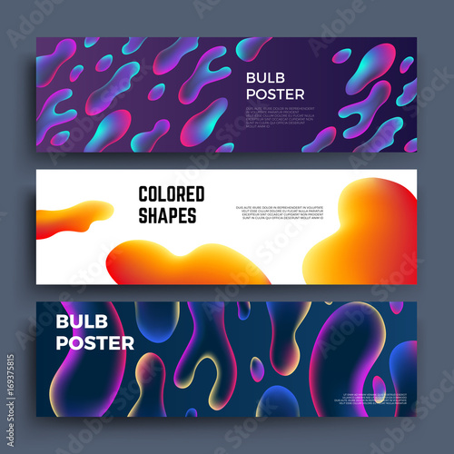 Biology molecular liquid shapes and fluid abstract objects vector banners set