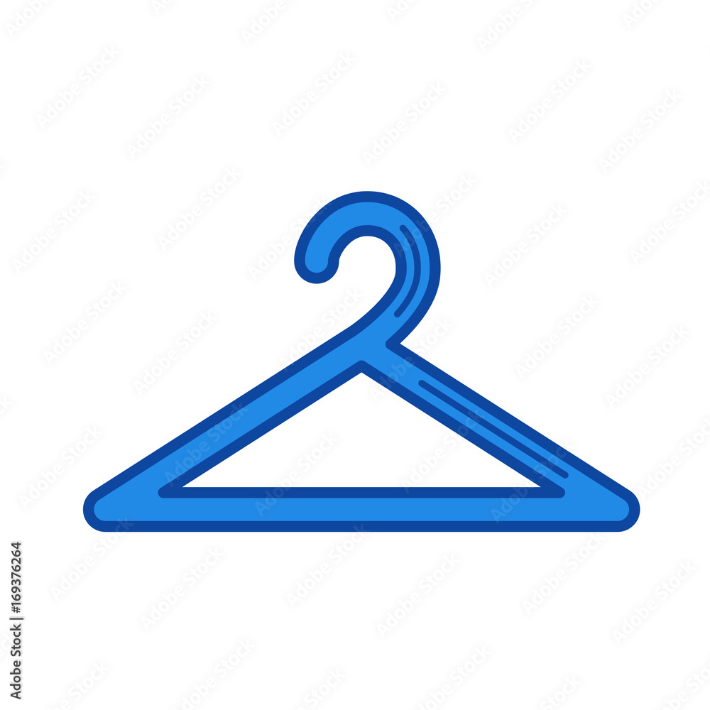 Hanger vector line icon isolated on white background. Hanger line icon for infographic, website or app. Blue icon designed on a grid system. Hanger vector line icon isolated on white background. Hanger line icon for infographic, website or app. Blue icon designed on a grid system.