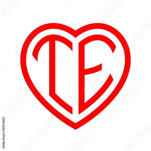 Free Download initial letters logo te red monogram heart love shape - GFXLoad